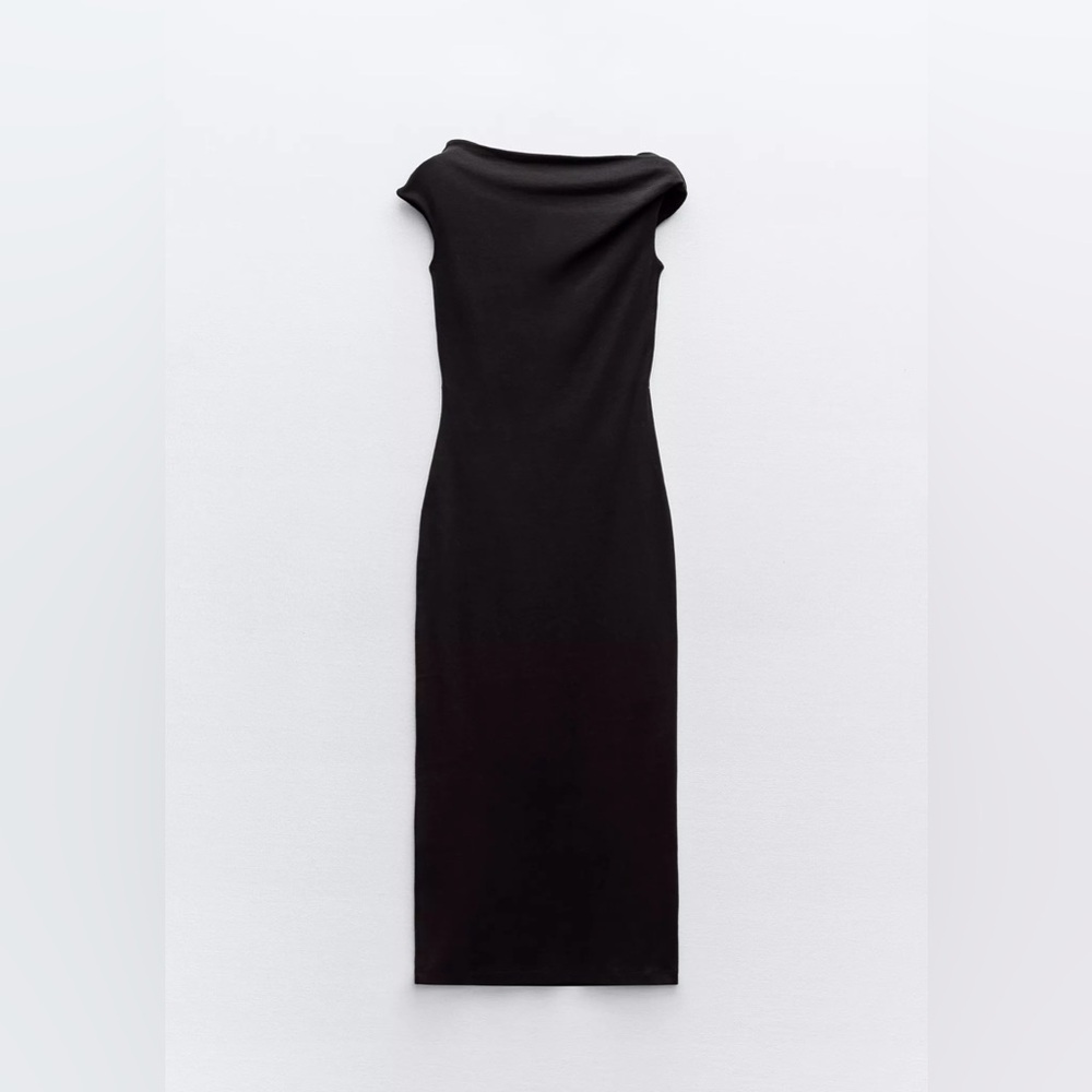 ZARA - BLACK ASYMMETRIC MIDI DRESS